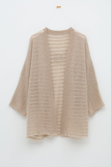 Silk Cashmere Openwork Knit Cardigan