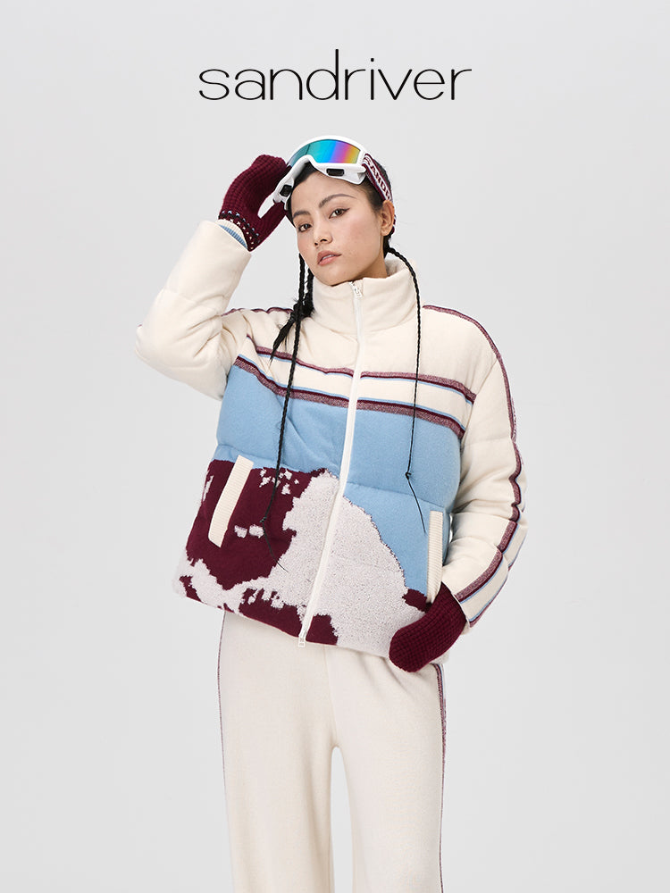 [Snow-Mountain Collection] Cashmere Jacquard Goose-Down Puffer Coat