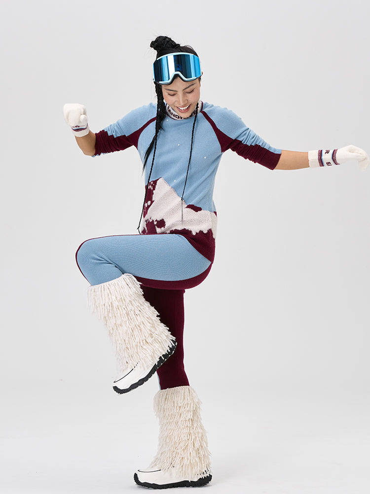 [Snow-Mountain Collection] Cashmere Color-Block Tights for Women