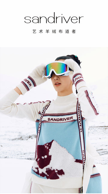 [Snow-Mountain Collection] Cashmere Round-Neck Intarsia Pullover for Women
