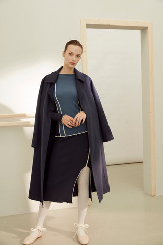 Women's hand-sewn pure cashmere double-face coat