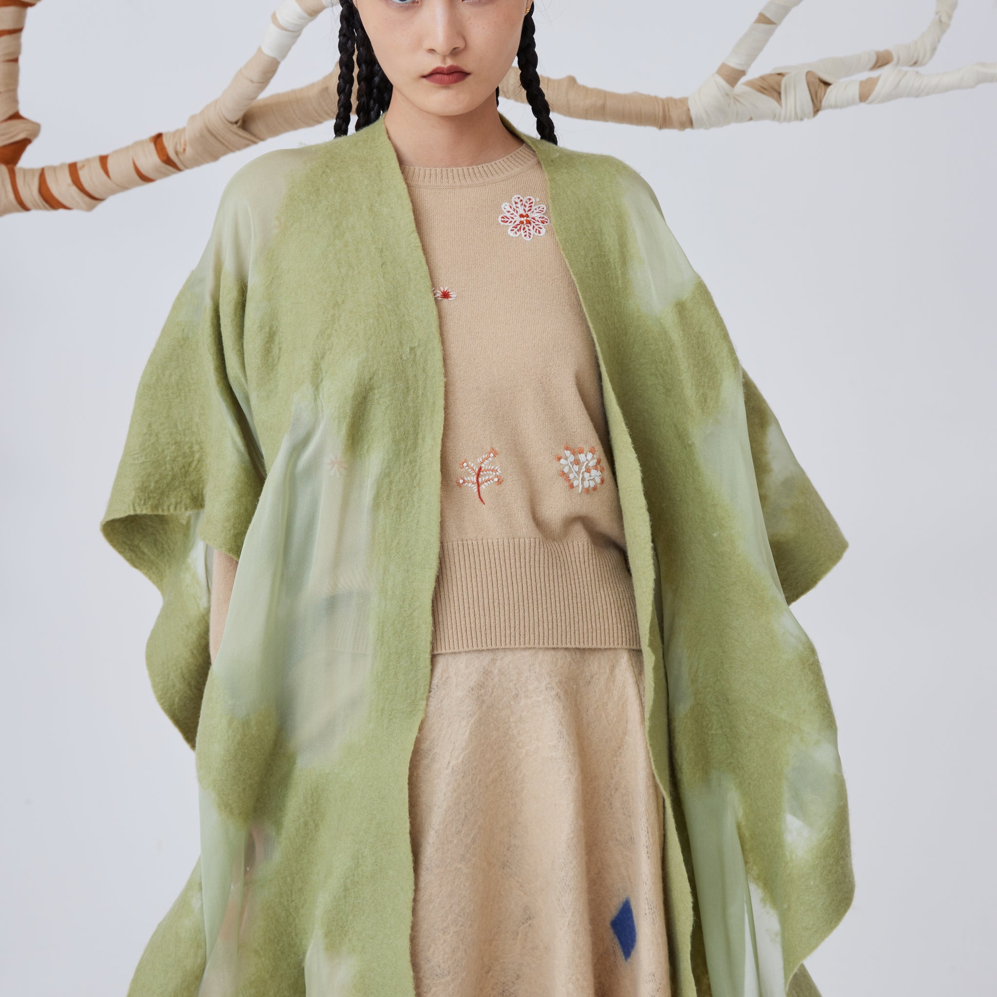 Handcrafted cashmere felting cloak